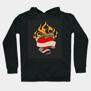 Flaming Heart colorful Emblem Hoodie